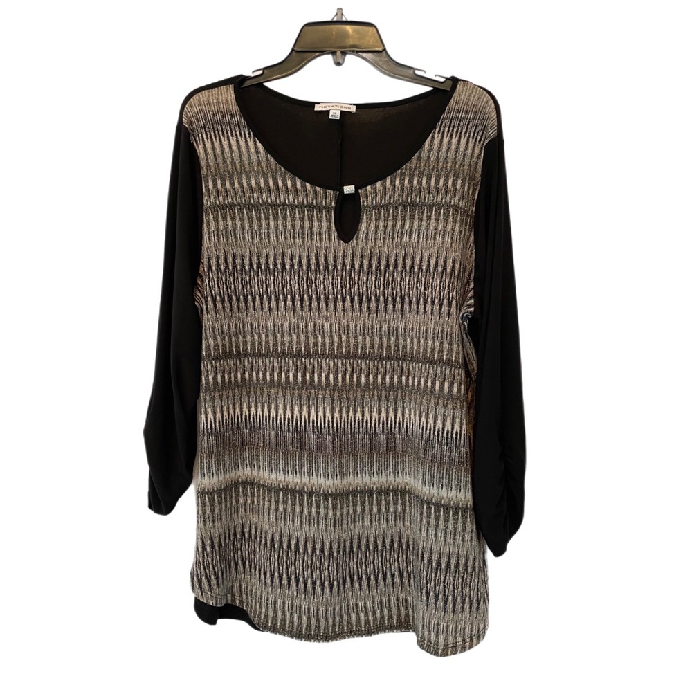 Notations Blouse Women’s XL Black with Sparkly Multi Colored Front